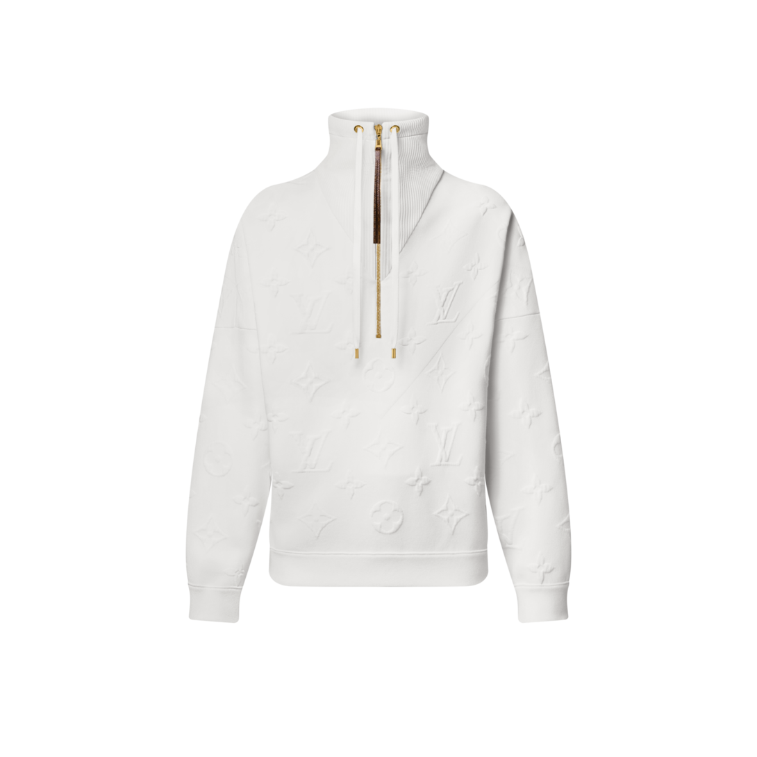 LOUIS VUITTON ホワイトリブセーター 3D Monogram Ribbed Neck Sweater - Women - Ready-to-Wear